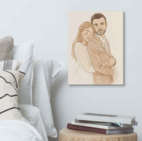 Personalized Pet and Owner Portrait on Canvas - Drawing and Watercolor Style