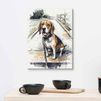Custom Pet and Human Portrait on Canvas - Modern Illustration and Watercolor Style