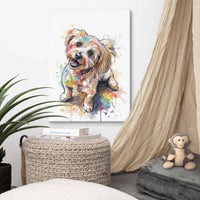 Custom Pet and Human Portrait on Canvas - Modern Illustration and Watercolor Style