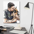 Custom Pet and Human Portrait on Canvas - Modern Illustration and Watercolor Style