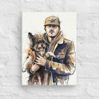 Custom Pet and Human Portrait on Canvas - Modern Illustration and Watercolor Style