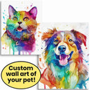 Pet Picture on Canvas in Colorful, Fun Watercolor Style - Custom Portrait