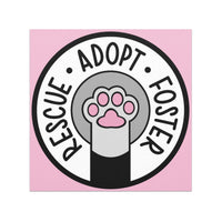 Rescue Adopt Foster Car Magnet in pink, gray, black with an animal paw, 5x5 inches square