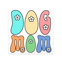 Dog Mom Car Magnet with Flower Accents in 6 bright colors, 5x5 inches square