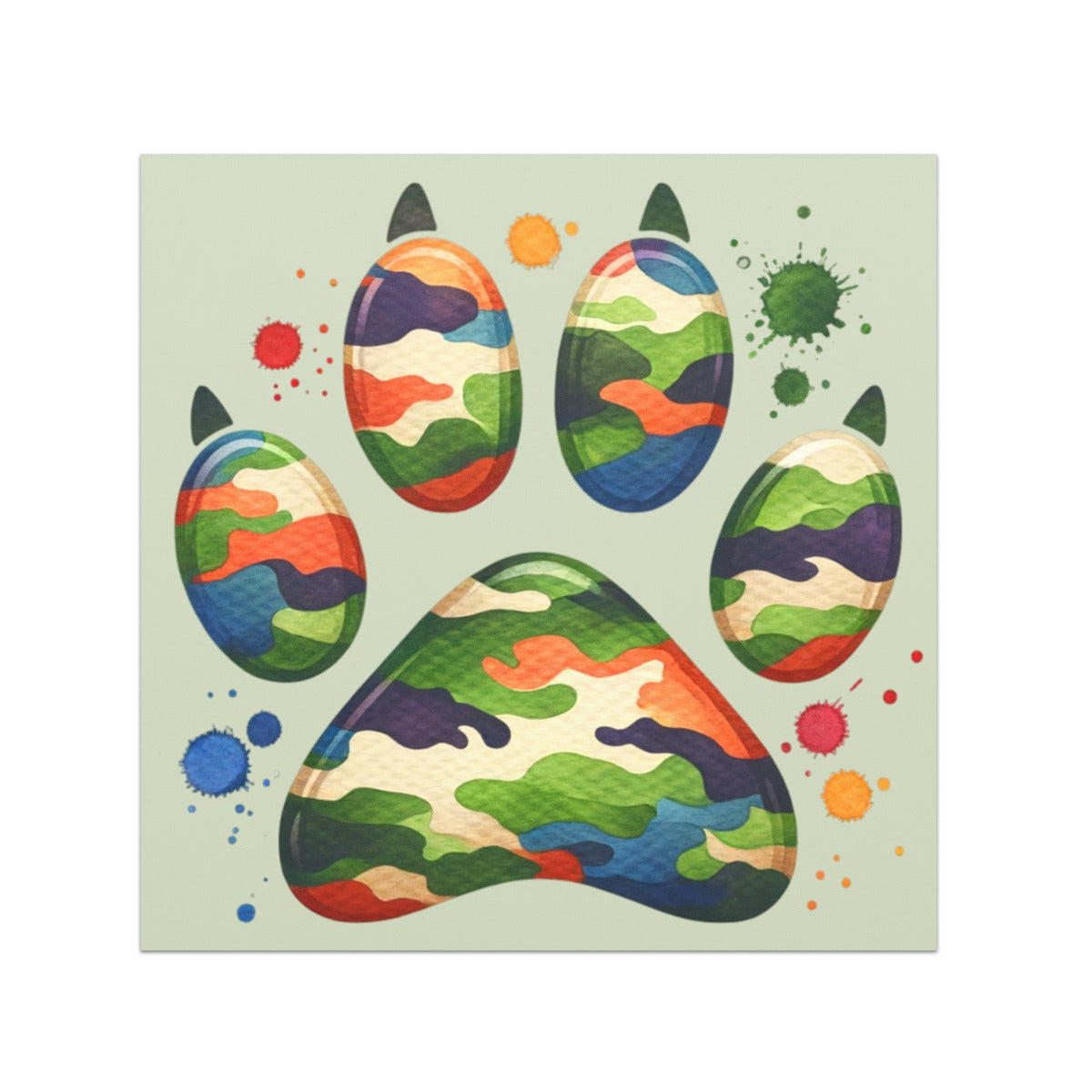 Camo Paw Print Car Magnet