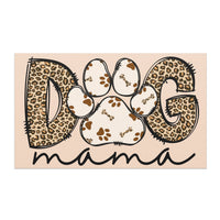 Dog Mama Car Magnet in shades of brown, cream and Leopard Print, 5x5 inches square