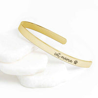 Cat Mama Cuff Bracelet gold with paw print