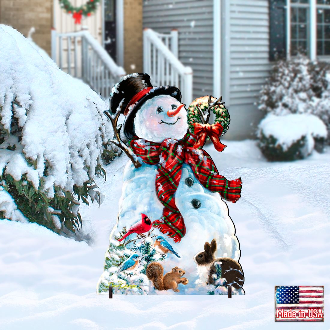 Old-Fashioned Snowman Christmas Lawn Art