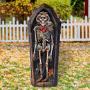 Skeleton Coffin Freestanding Wood Yard Decor