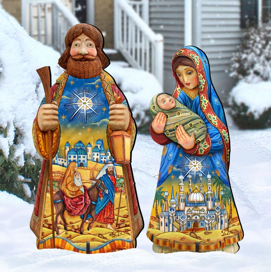 Baby Jesus, Mary & Joseph in Bethlehem 2 Piece Set