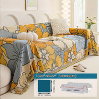 Boho Chic Double-sided Chenille Sofa Cover with Tassels - All-Season