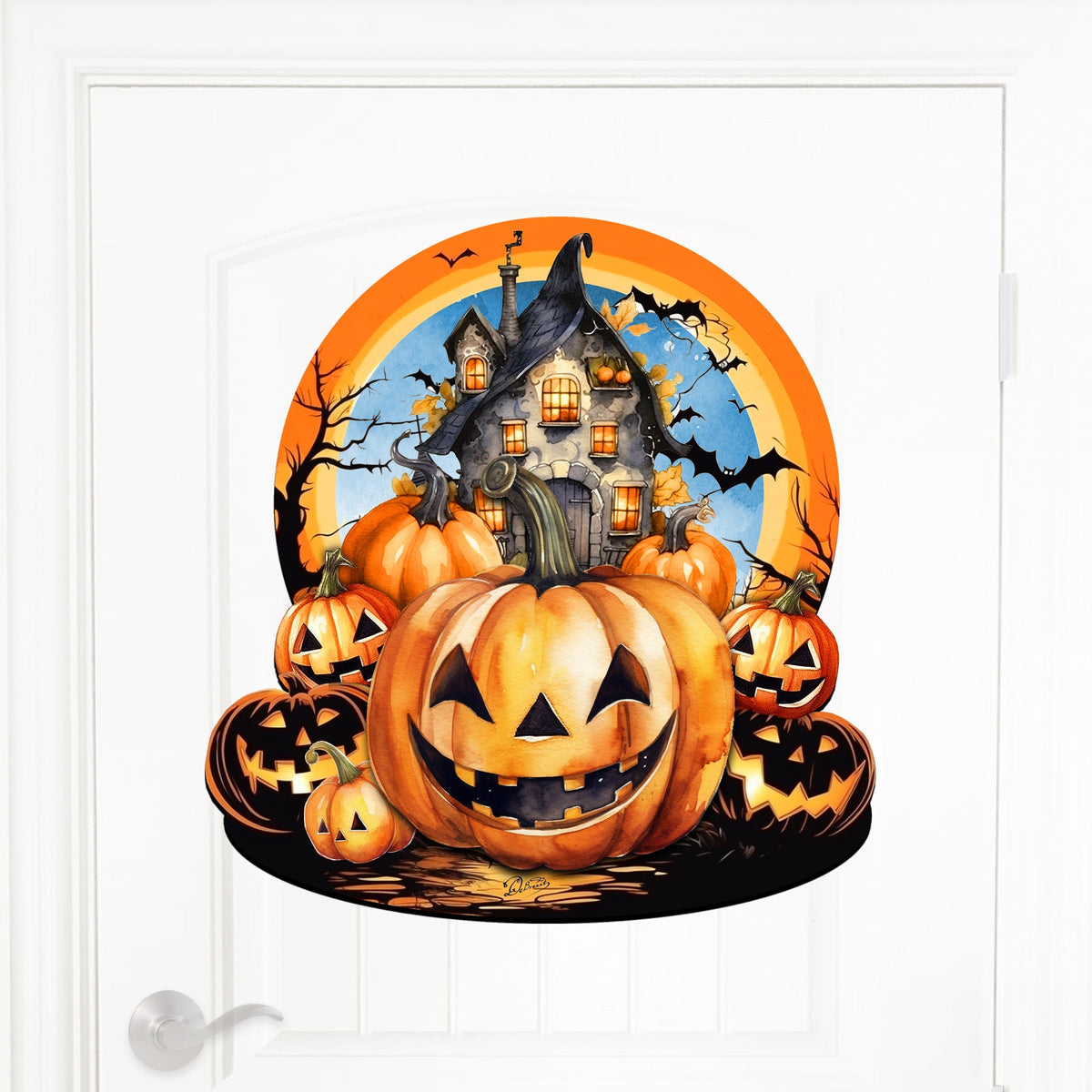 Haunted House & Jack 'o Lantern Front Door Art