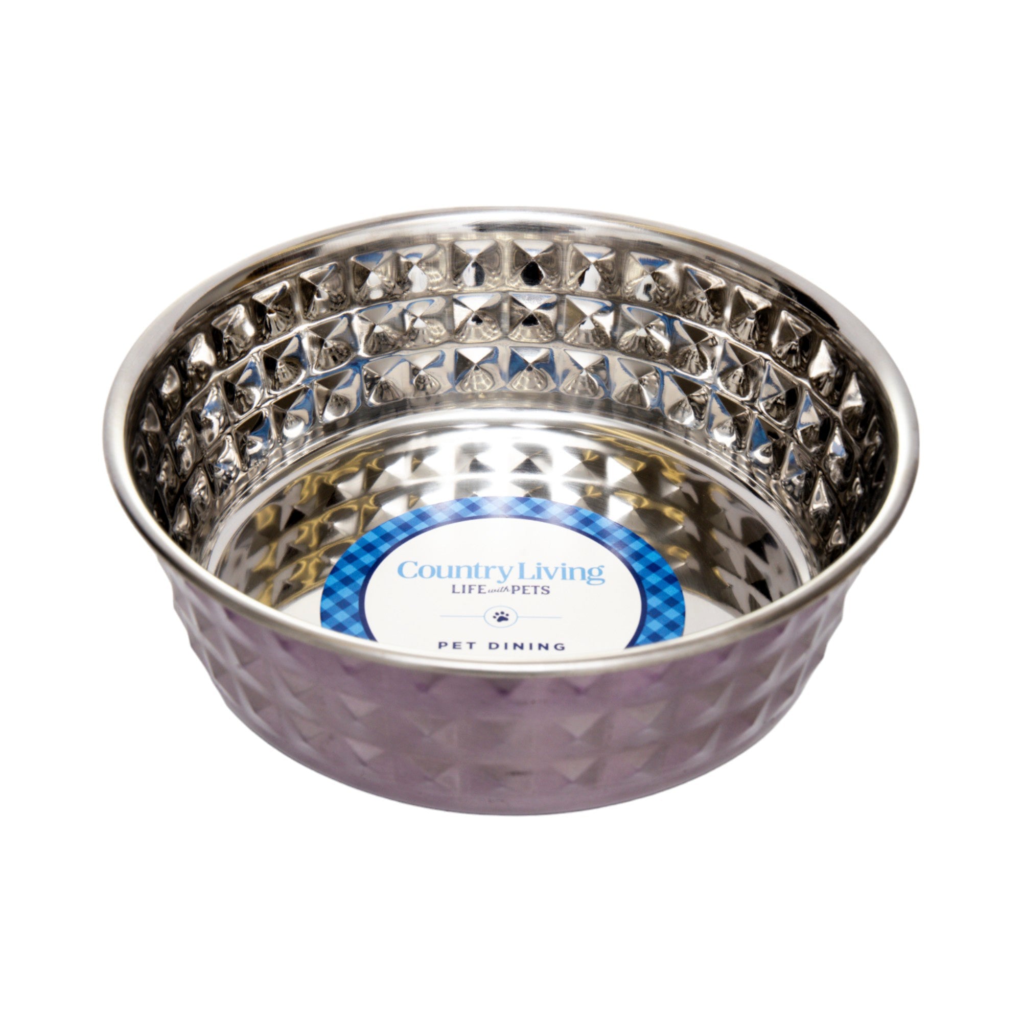 Hammered Stainless Steel Dog Bowl Set - Lavender