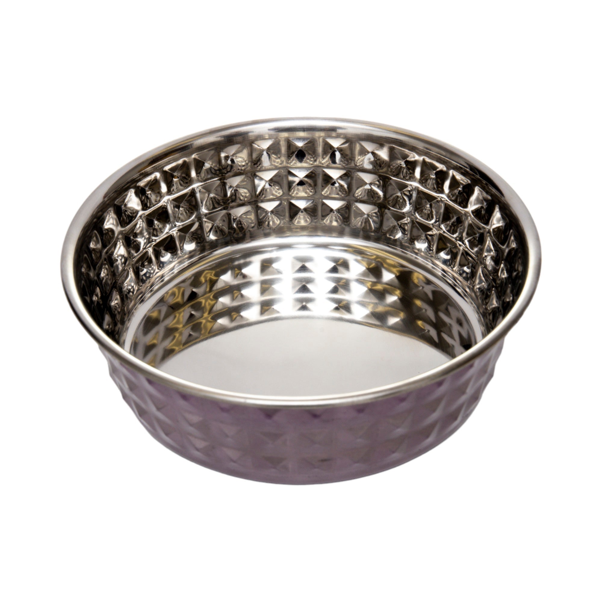 Hammered Stainless Steel Dog Bowl Set - Lavender
