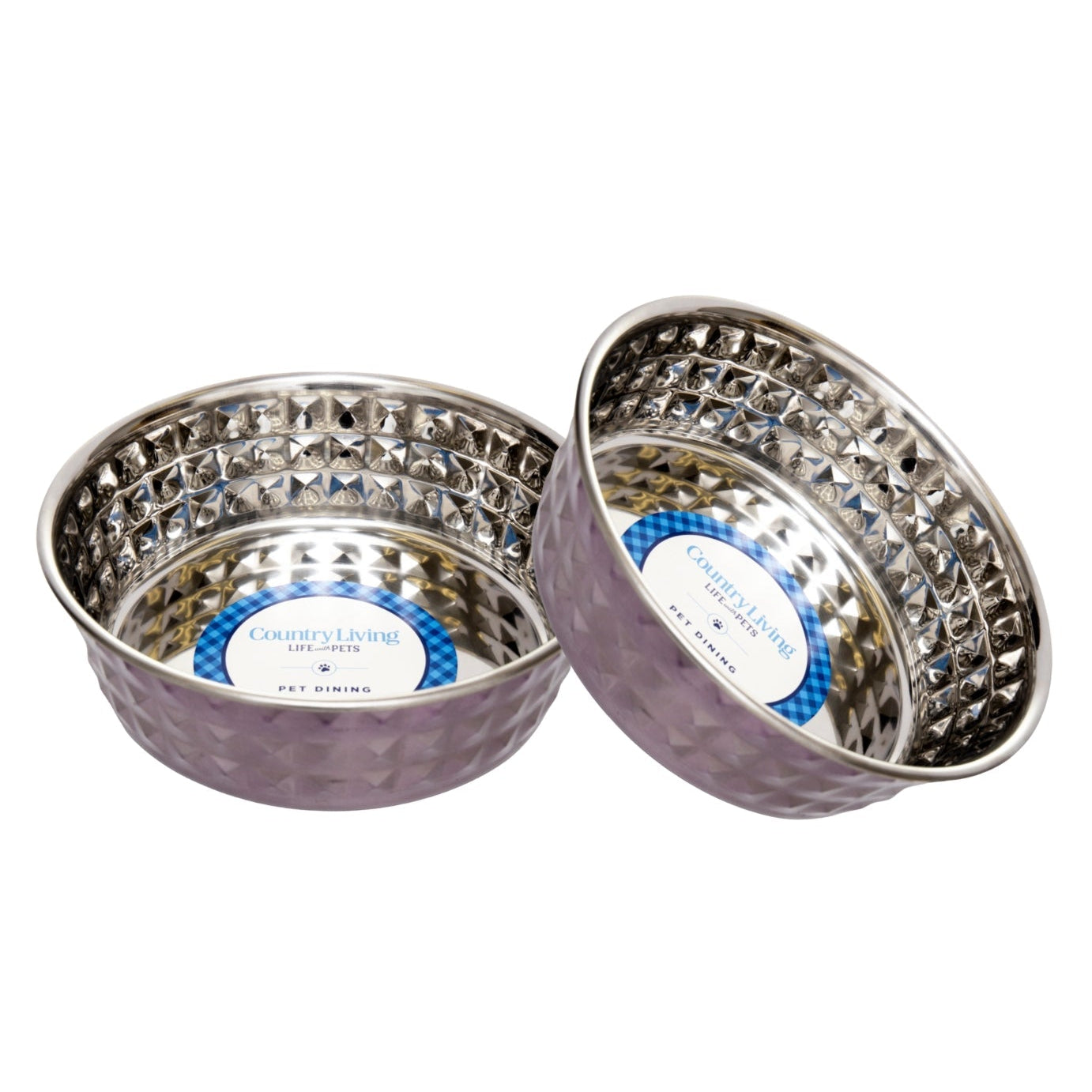 Hammered Stainless Steel Dog Bowl Set - Lavender