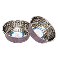 Hammered Stainless Steel Dog Bowl Set - Lavender