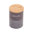 Country Living Dog Treat Canisters - Set of 2 Carbon Steel Jars with Bamboo Lids – Volcanic Gray