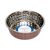 Hammered Stainless Steel Dog Bowl Set - Rose Quartz