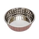 Hammered Stainless Steel Dog Bowl Set - Rose Quartz