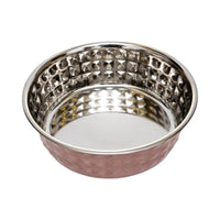 Hammered Stainless Steel Dog Bowl Set - Rose Quartz