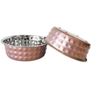 Hammered Stainless Steel Dog Bowl Set - Rose Quartz