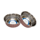 Hammered Stainless Steel Dog Bowl Set - Rose Quartz