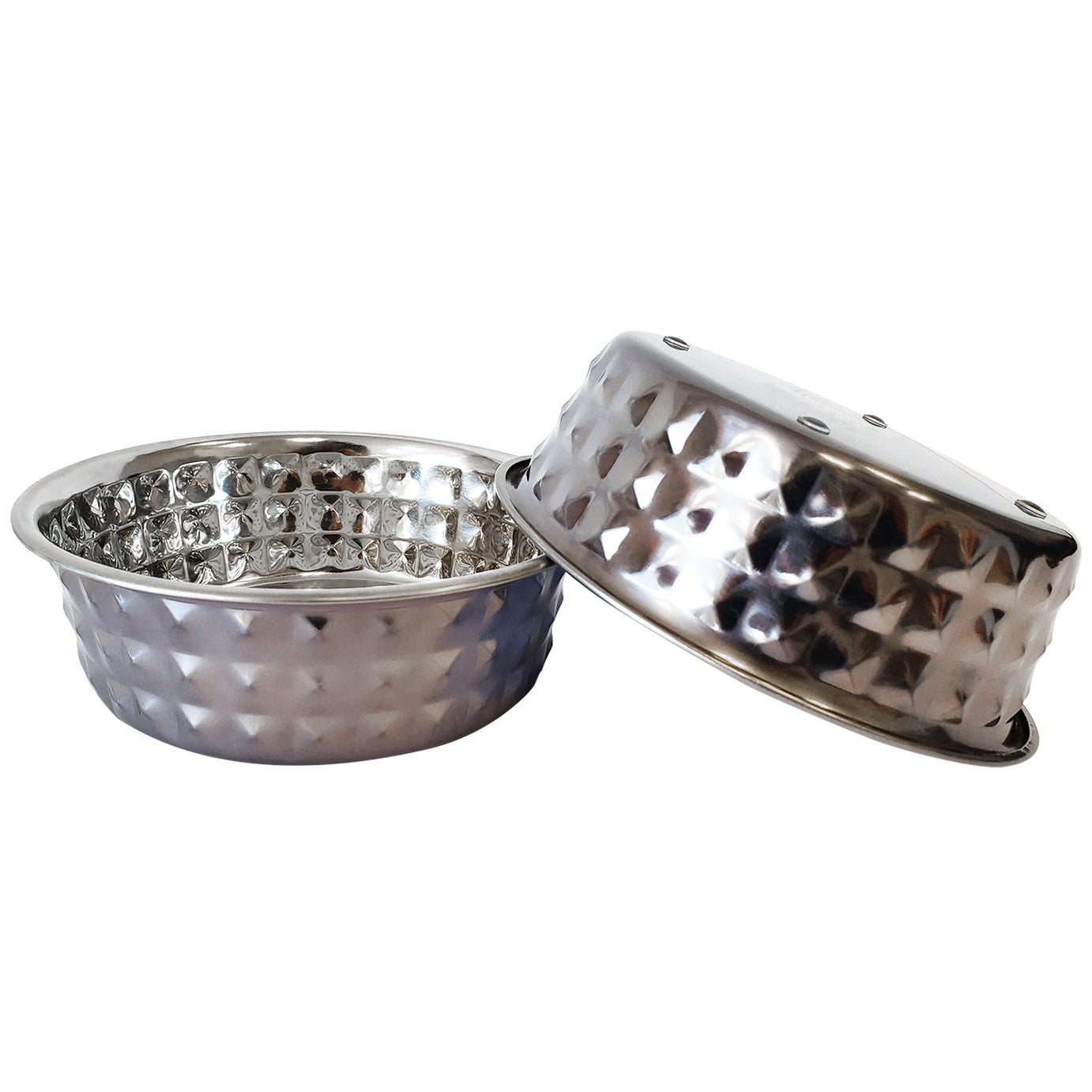 Hammered Stainless Steel Dog Bowl Set - Black Pearl