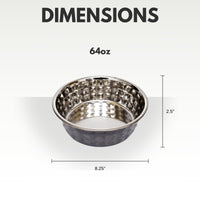 Hammered Stainless Steel Dog Bowl Set - Black Pearl