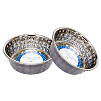 Hammered Stainless Steel Dog Bowl Set - Black Pearl