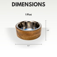 Modern Dog Bowl in Stainless Steel with Mango Wood Holder