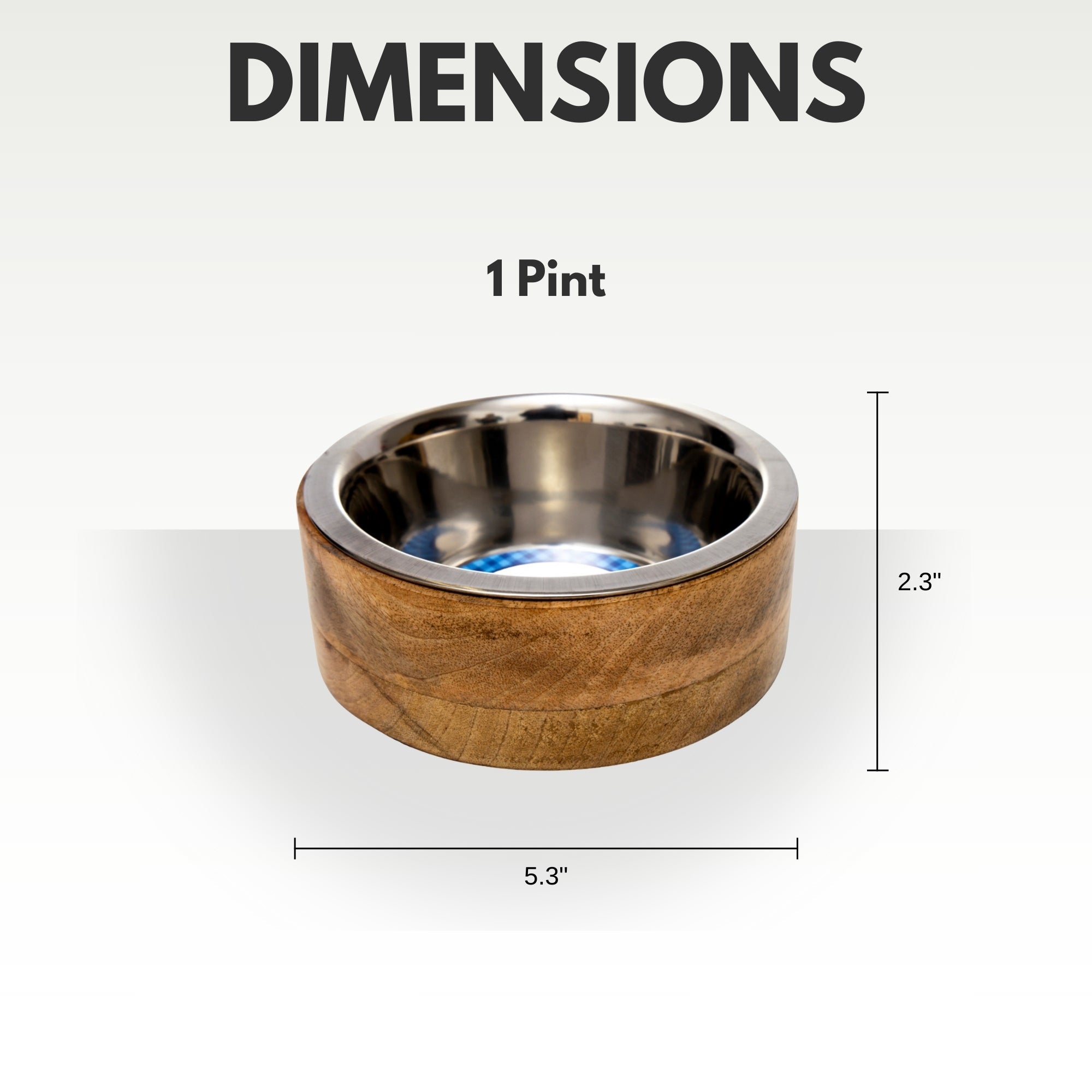 Modern Dog Bowl in Stainless Steel with Mango Wood Holder