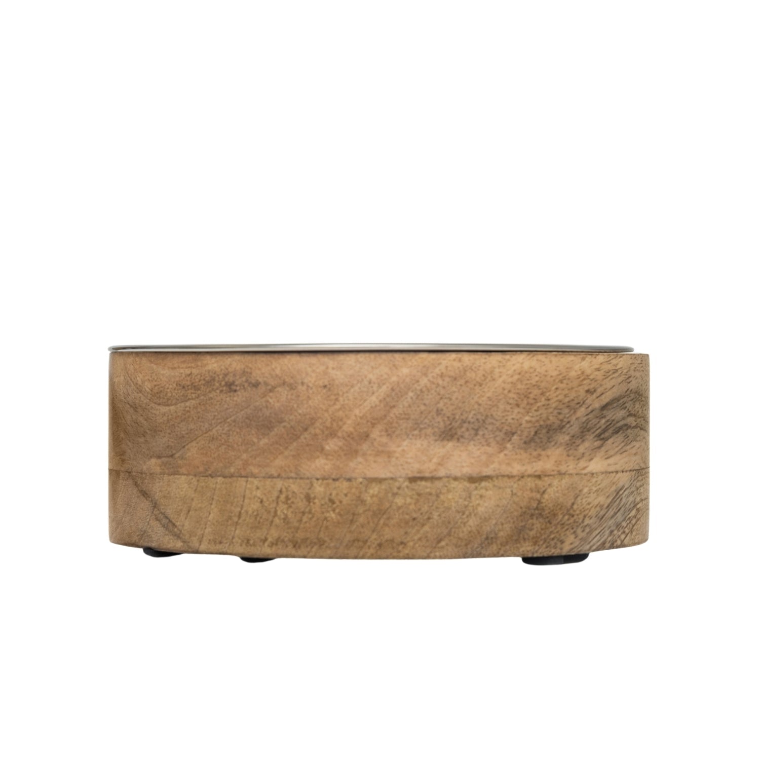 Modern Dog Bowl in Stainless Steel with Mango Wood Holder