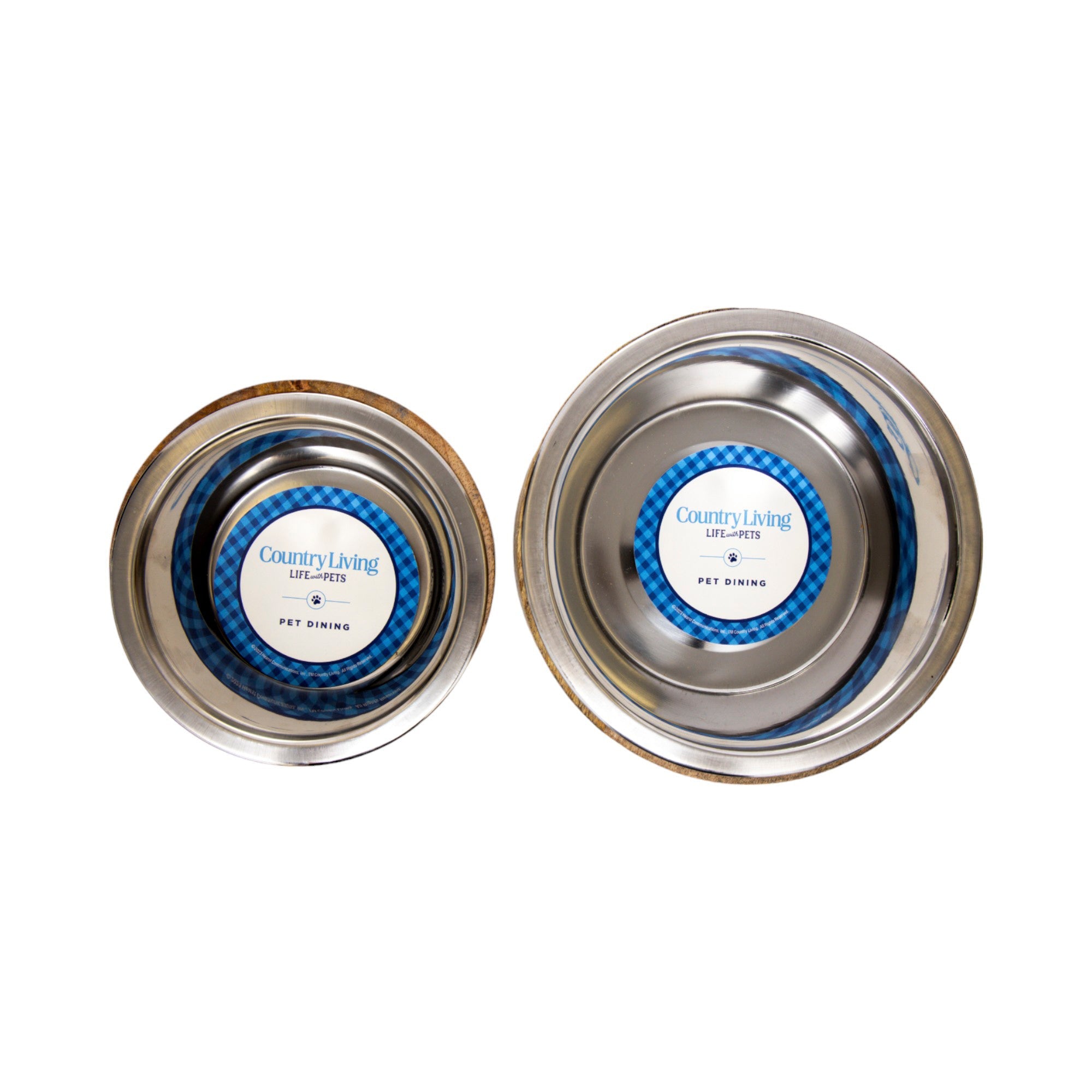 Modern Dog Bowl in Stainless Steel with Mango Wood Holder