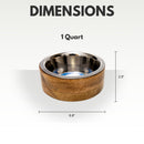 Modern Dog Bowl in Stainless Steel with Mango Wood Holder