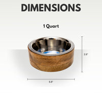 Modern Dog Bowl in Stainless Steel with Mango Wood Holder