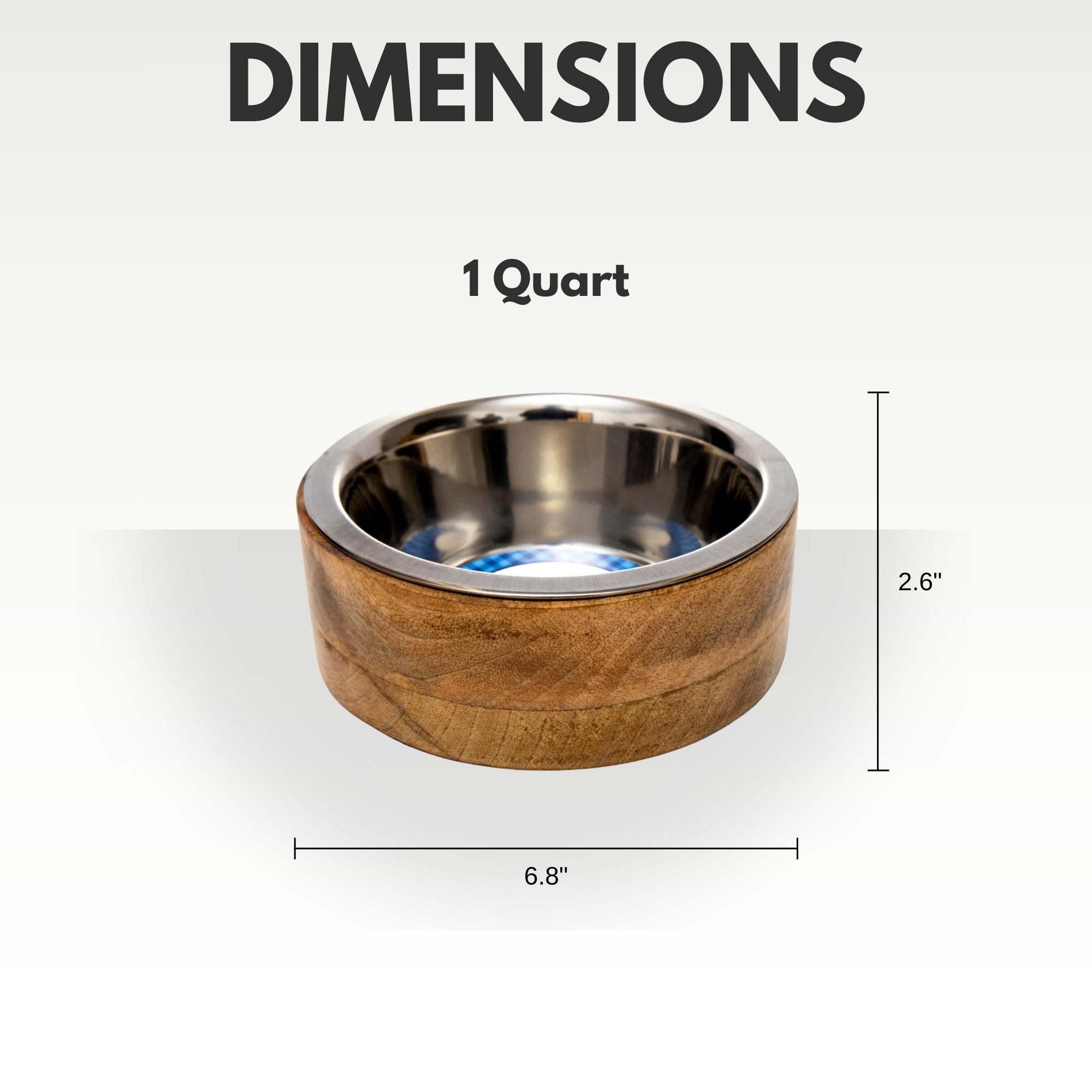 Modern Dog Bowl in Stainless Steel with Mango Wood Holder