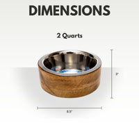 Modern Dog Bowl in Stainless Steel with Mango Wood Holder