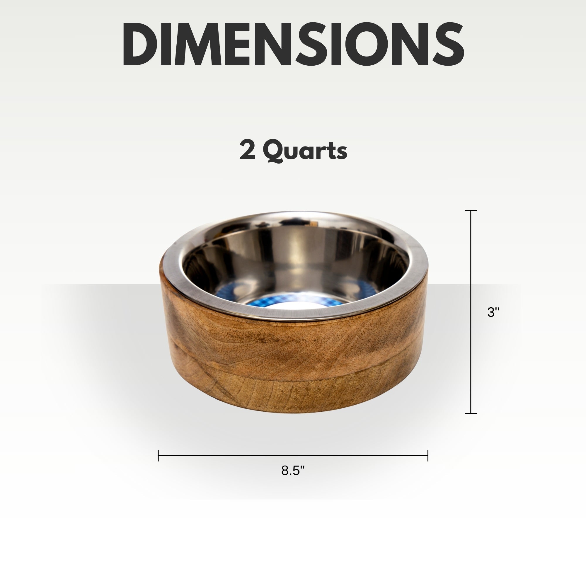 Modern Dog Bowl in Stainless Steel with Mango Wood Holder