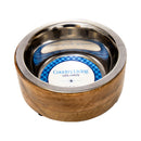 Modern Dog Bowl in Stainless Steel with Mango Wood Holder