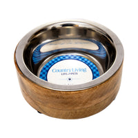 Modern Dog Bowl in Stainless Steel with Mango Wood Holder