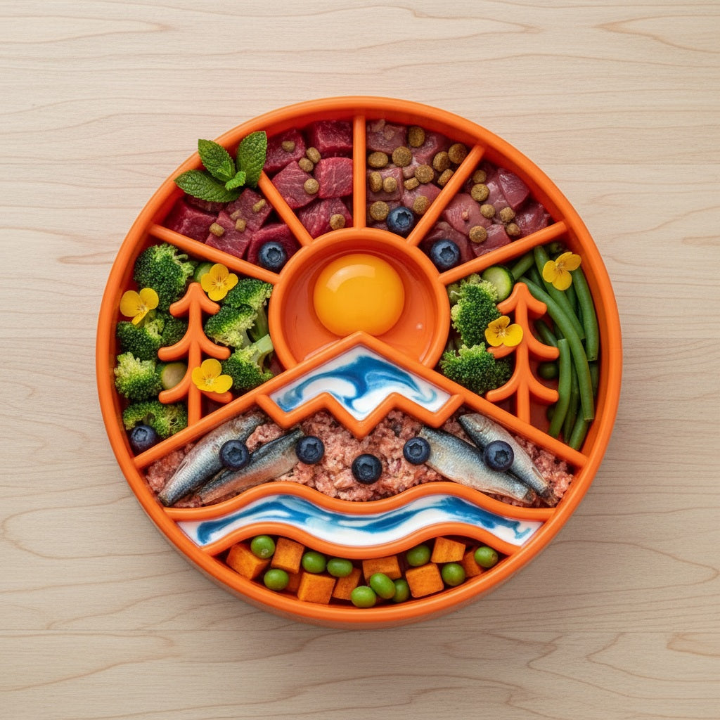 Great Outdoors Slow Feeder Dog Bowl for Enrichment - 8" diameter x 2" deep