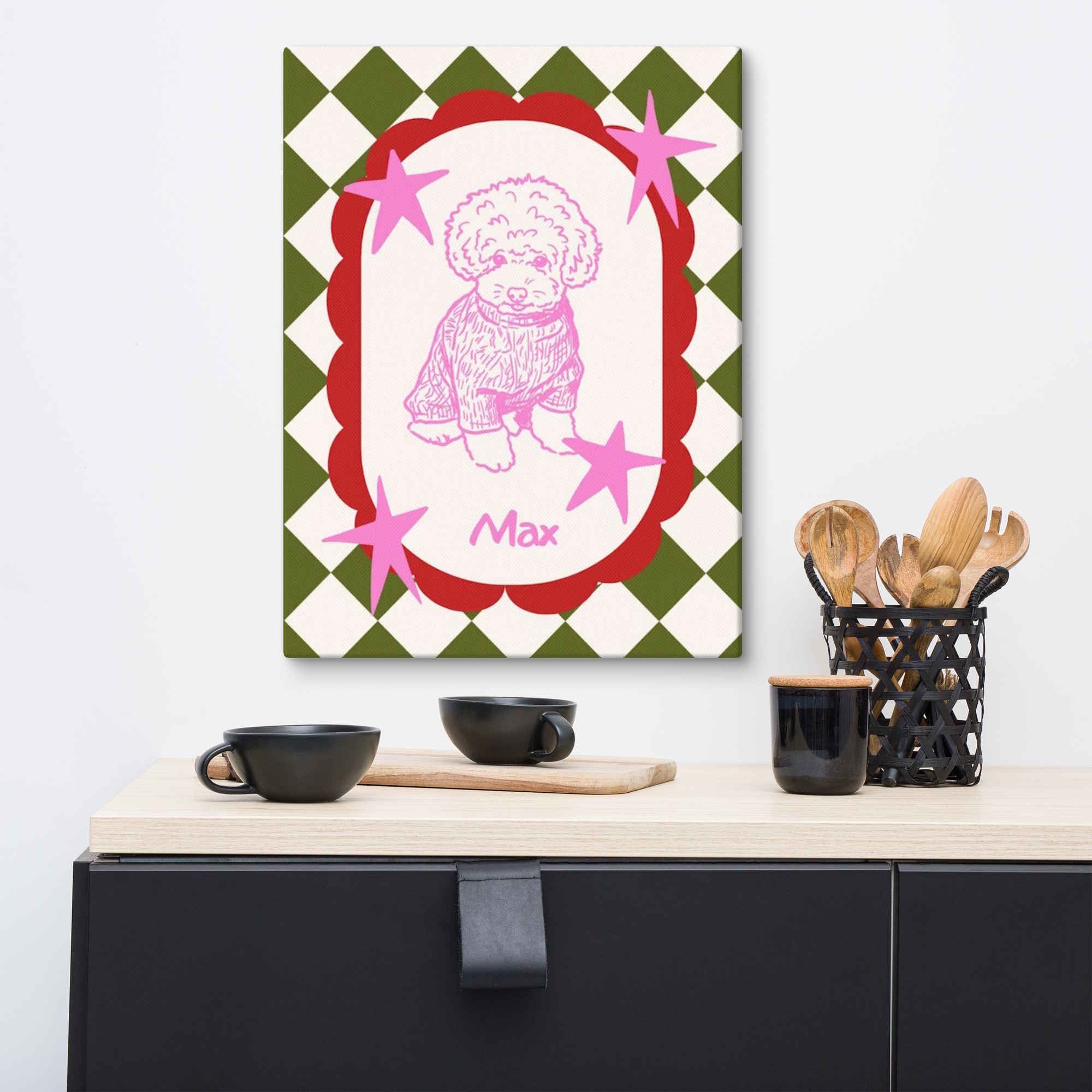 Hand drawn Custom Pet Art - Fun, Colorful & Unique - Canvas Wall Art