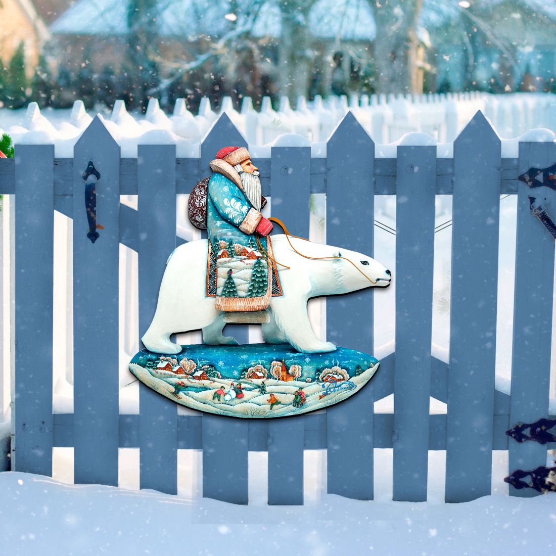Scandinavian Santa On Polar Bear Christmas Door Decor