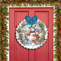 Let It Snow Wood Door Art