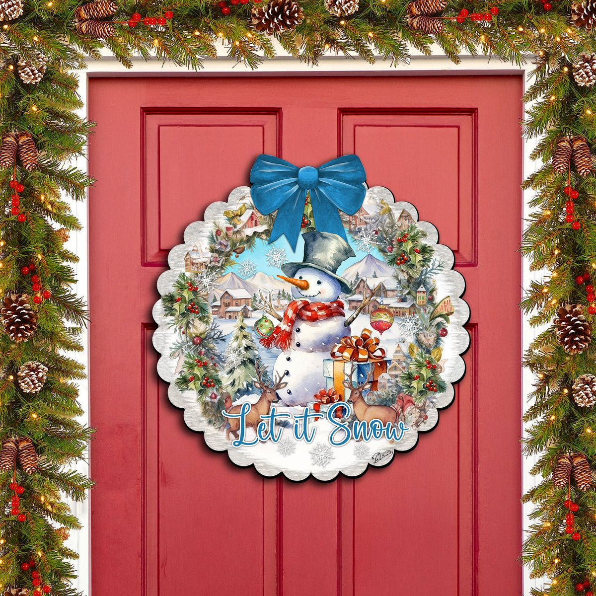 Let It Snow Wood Door Art