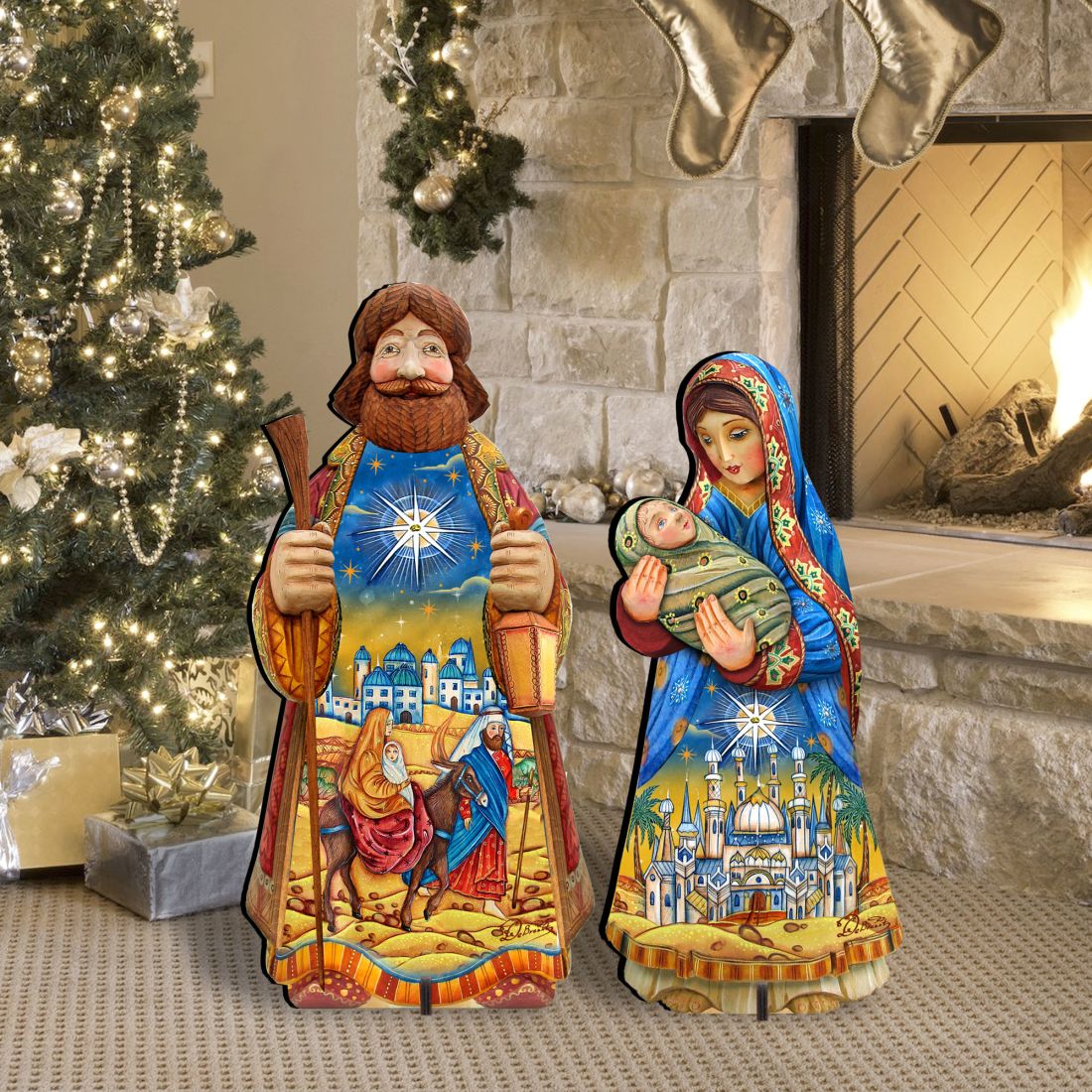 Baby Jesus, Mary & Joseph in Bethlehem 2 Piece Set