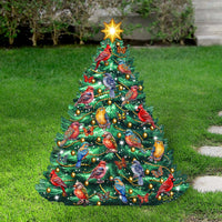 Christmas Tree & Winter Birds Freestanding Decoration