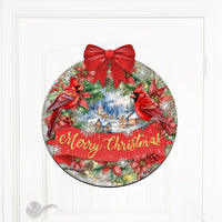 Merry Christmas & Cardinals Welcome Wreath