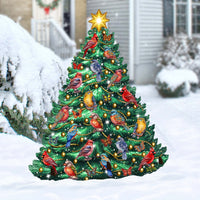 Christmas Tree & Winter Birds Freestanding Decoration