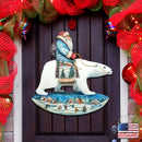 Scandinavian Santa On Polar Bear Christmas Door Decor